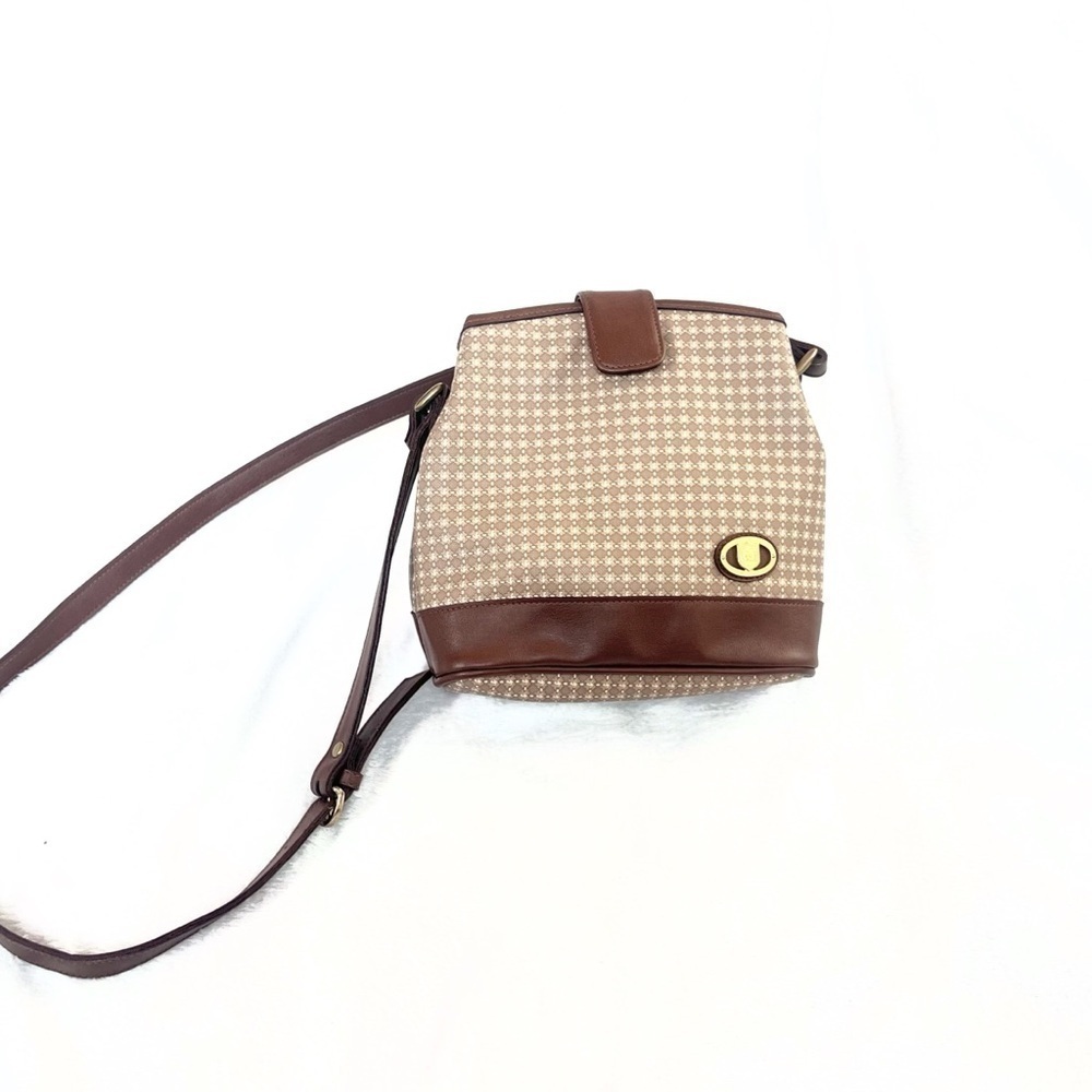 Liz Claiborne Vintage Crossbody Leather Purse Brown Small Pockets Bag square